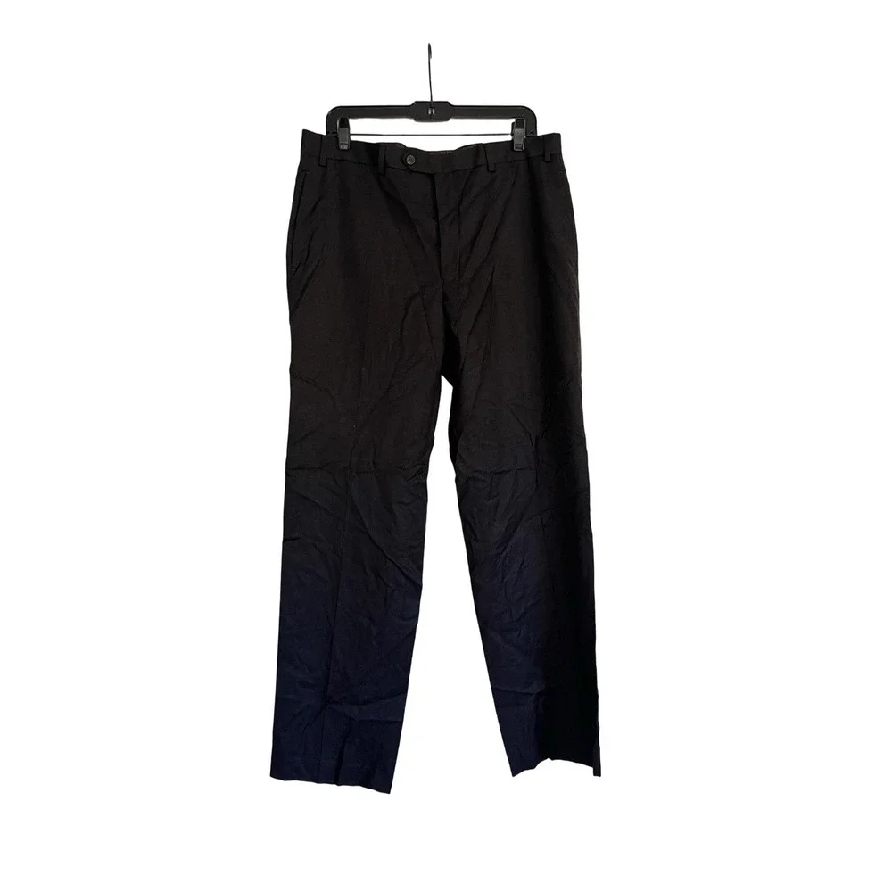 Lauren Ralph Lauren Men's 100% Wool Pants Sz 36x32 Charcoal Gray Flat Front New
